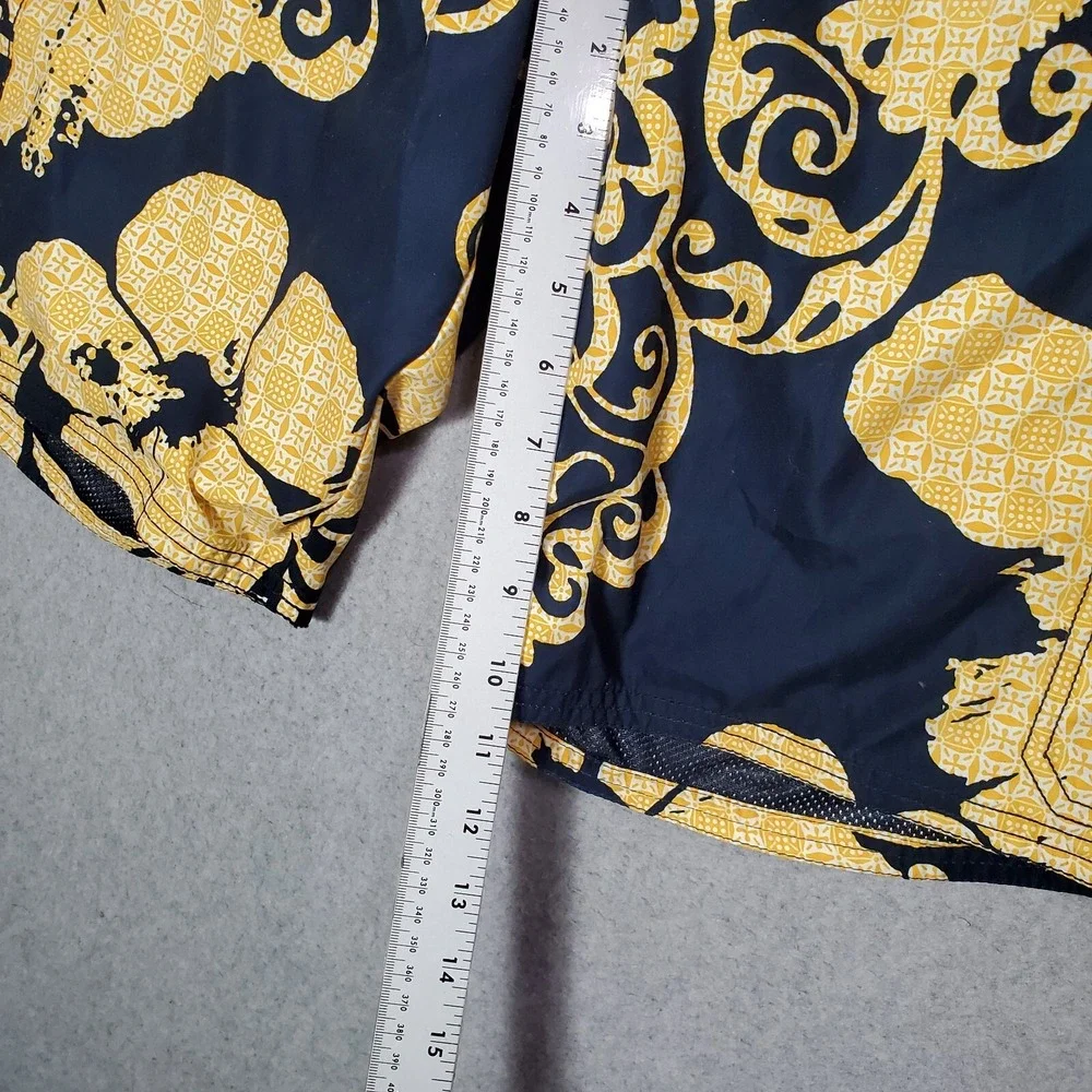 Old‎ Navy Men Swimwear Large Blue Floral Trunks Cargo Pockets Drawstring Hawaii